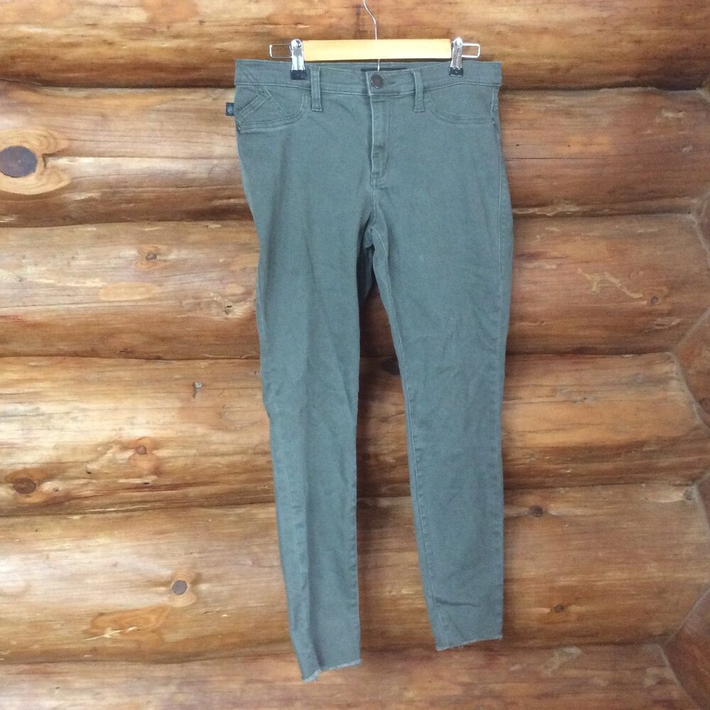 Rock & Republic Green Raw Hem Casual Boho Classic Skinny Ankle Pants Size 12